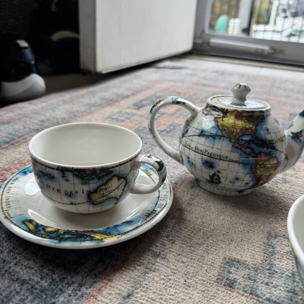 Vintage Paul Cardew Terrestrial Globe Teapot Set Mint‎